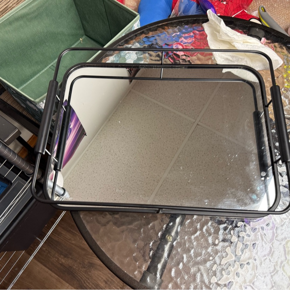 Black Metal and glass tray table